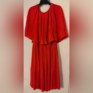 USED Kate Spade Pleated Cape Dress IN PERSIMMON GROVE size 12